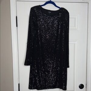 Elegant Black Sequin Long Sleeve Dress